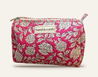 Pink Floral Cotton 3-in-1 Travel Pouch Set