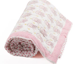 Jelly Fish Hand-Block Printed Cotton Baby Quilt