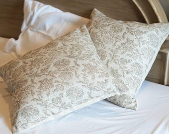 Stone Garden Hand Block Printed Linen Pillow Cover