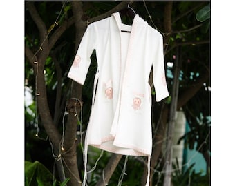 Jelly Fish Hand-blockprinted Baby Bathrobe