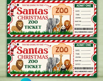 Zoo Ticket, Zoo Membership, Christmas Gift, Editable Zoo Ticket, Kids Christmas Gift, Christmas Present, Surprise Gift Membership