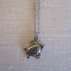 Silver Turtle Necklace - Turtle Pendant - Turtle Jewelry - Sea Turtle Necklace - Nautical Jewelry - Beach Jewelry