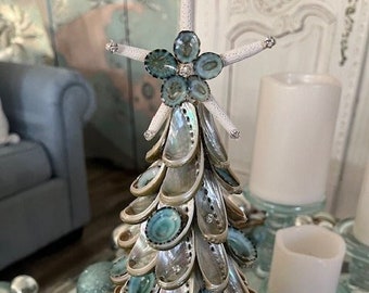 Beach Decor Abalone Limpet Starfish Tree - Shell and Starfish Christmas Tree - Coastal Christmas Tree- Beach Wedding - Holiday Centerpiece