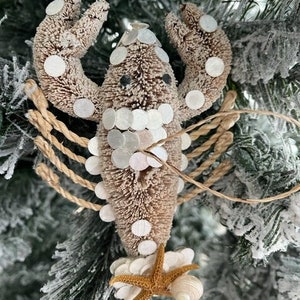 Beach Decor Bottle Brush Lobster Ornament - Christmas Ornament - Lobster Ornament - Shells - Coastal Home Decor -Coastal Christmas -Starfish