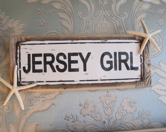 Beach Decor Sign - "Jersey Girl" Sign - Coastal Home Decor - Wooden Sign - Jersey Sign - Starfish