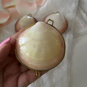 Handmade Wedding Seashell Ring Holder Coin Purse Ring Bearer Holder Beach Wedding Engagement Pill Box Holder Coastal Gift Trinkets 画像 7