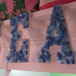 Beach Decor Seaglass letters SEA Seashells Coastal Home Decor Seaglass Wooden Letters Beach image 2