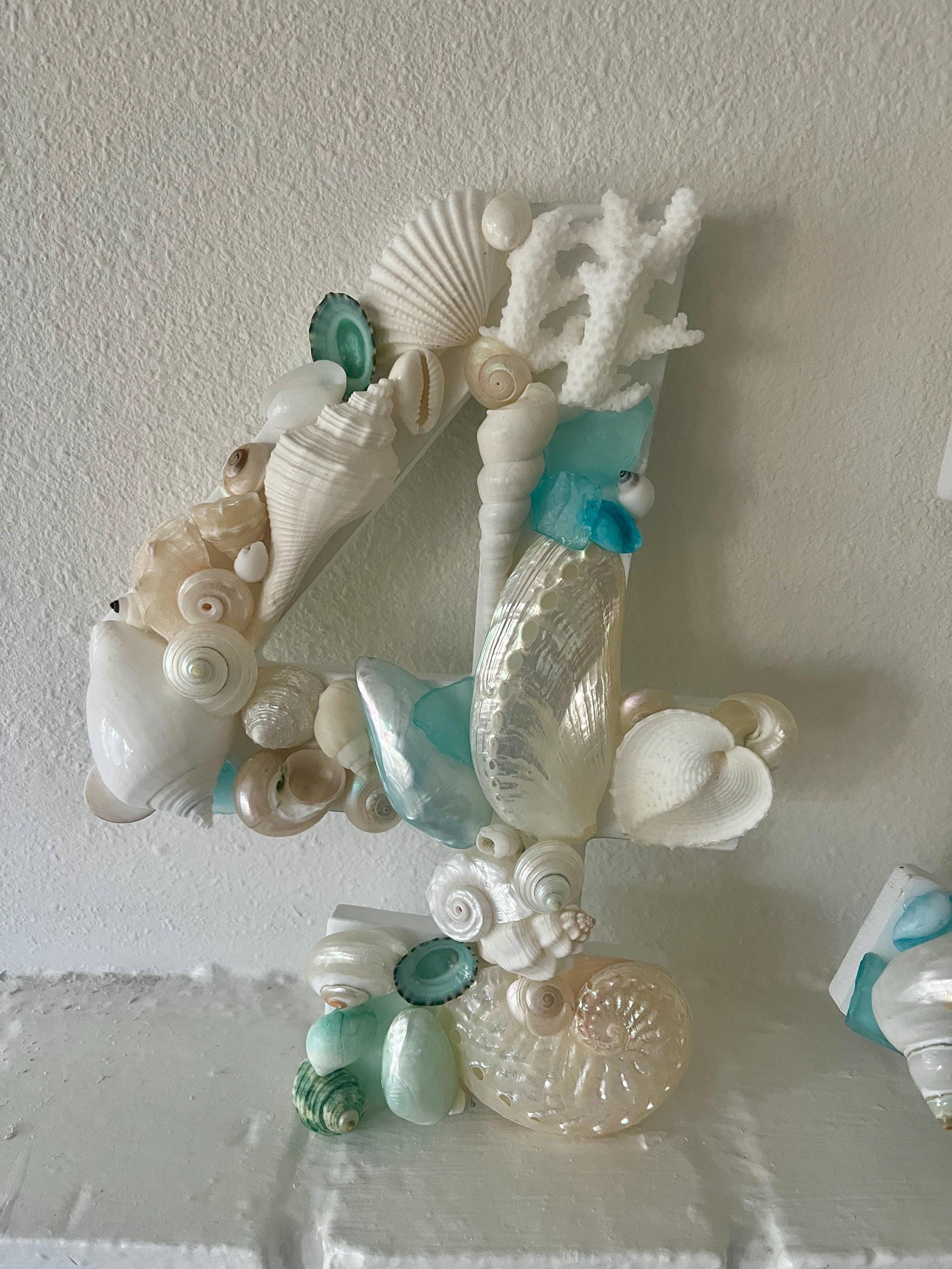 House Numbers Shells Seashell House Numbers- Beach House - Handmade Wooden Shell Numbers in ...