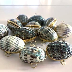 Shell Box - Seashell Ring Box - Green Turbo Pill Box/Ring Holder - MOP Shell Pill Box - Beach Wedding -Engagement - Favor Box - Easter- Xmas