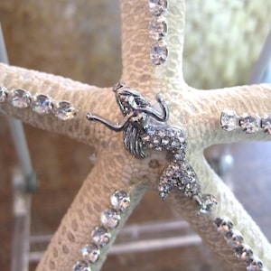 Embellished Starfish with Mermaid and Swarovski Crystals - Starfish Ornament  - Decorated Starfish  - Coastal Home Decor - Beach Wedding