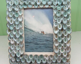 Beach Decor - Blue/Green Limpet Shell Frame - Seashell Frame - Coastal Home Decor - Handmade - Gift - Shell Frame - Wedding Frame