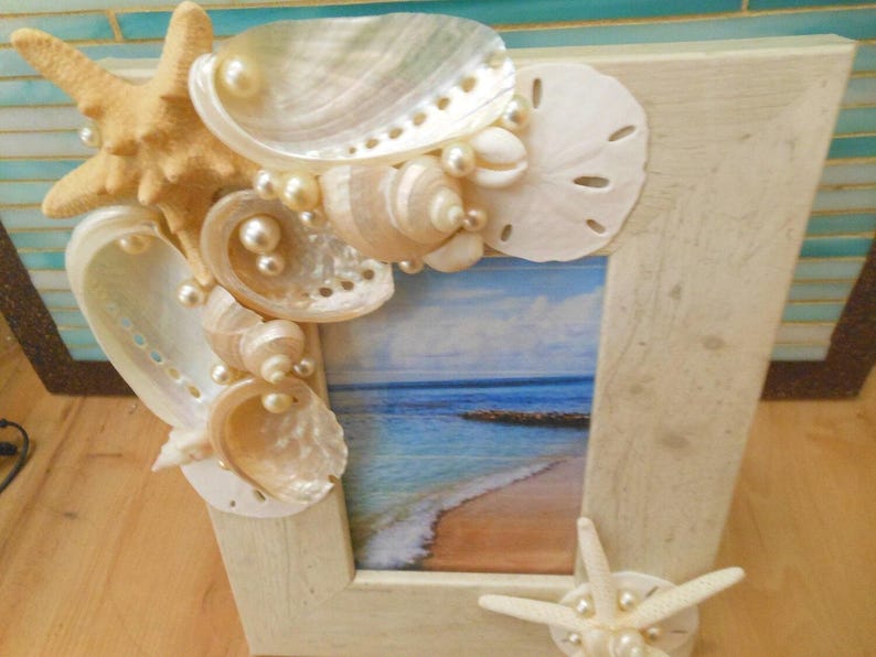 Beach Decor White Seashell Picture Frame - Shell Frame - White Shells ...