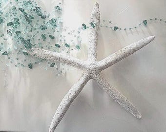 Beach Decor Teal Beaded Starfish Garland - Blue/Green Beaded Garland - Coastal Home Decor - Beach Decor - Christmas Garland - Wedding Decor