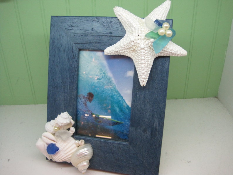 Beach Decor Seashell Frame Shell Frame Starfish Frame Coastal Home Decor Seashells image 4