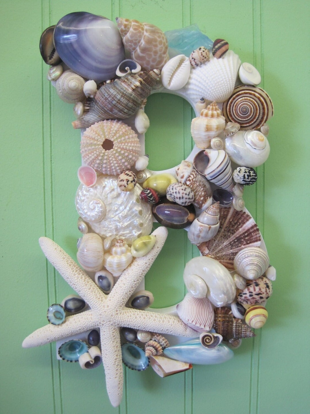 ビーチデコレーション 貝殻文字「B」 - カラフルな貝殻文字