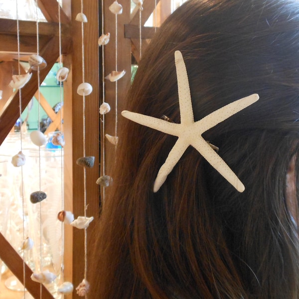 White Finger Starfish Barrette - Beach Wedding - Starfish Hair Clip - Mermaid Hair - Bridesmaid Hair Accessories - Bride Hair