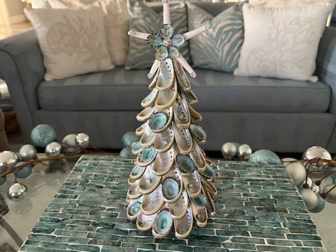 ビーチデコレーション アワビとヒトデのツリー - 貝殻とヒトデの