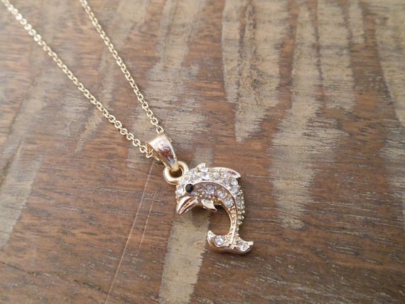 Gold Dolphin Necklace Rhinestone Dolphin Necklace Australia