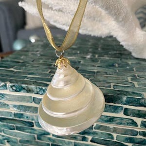 Beach Decor Christmas Seashell Ornament Set (4PC) - Seashell Ornaments - Nautical Holiday Ornaments - Urchin Ornament