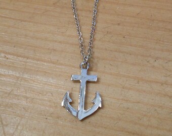 Tiny Silver Anchor Necklace - Anchor Necklace