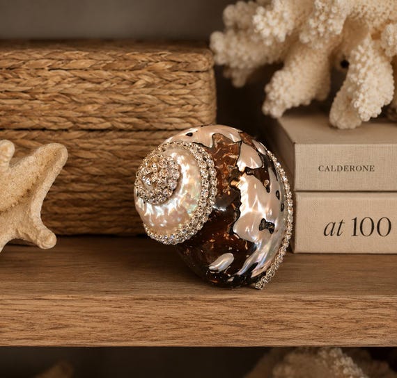 Embellished Turbo Sarmarticus Shell With Swarovski Crystals