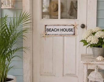 Beach House Sign - Coastal Home Decor - Wooden Sign - Beach Sign - Beach House - Beach Decor - Signs - Shabby Chic - Metal and Wood Sign