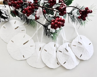 Stranddecoratie: Zeeschelpenornamenten (6 stuks) - Kerstornament met schelpen - Kerstornament - Zeeschelp - Strandbruiloft - Strandkerst