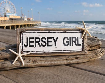 Jersey Girl Wooden Sign with Starfish - Coastal Home Decor - Wooden Sign - Jersey Sign - New Jersey - Down the Shore sign - NJ Sign