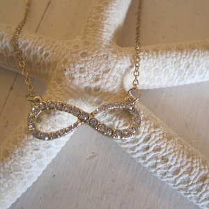 Gold Rhinestone Infinity Necklace - Infinity - Rhinestone Infinity Necklace - Medium Sized