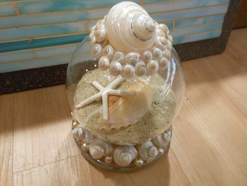 Beach Decor Seashell and Sand Globe Coastal Snow Globe | Etsy