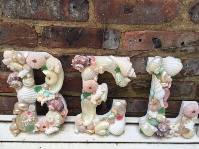 Beach Decor Shell Letters BELIEVE Soft Pastel Colored Shell | Etsy