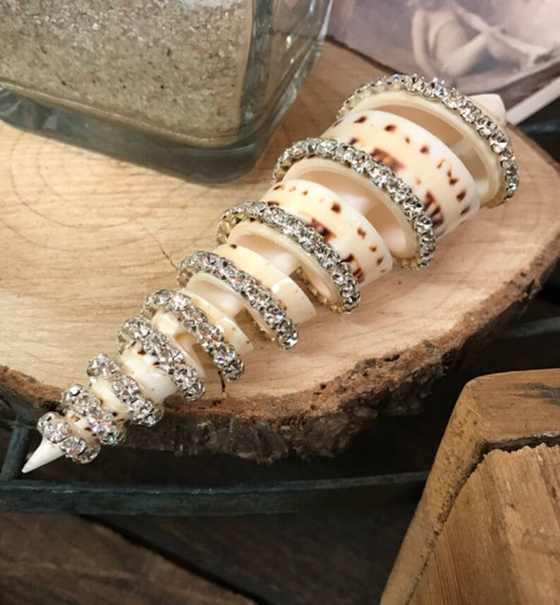 Embellished Spiral Cut Terebra Shell With Swarovski Crystals - Coastal ...