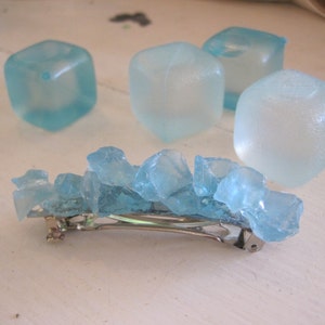 Blue Seaglass Barrette - Hair Barrette - Seaglass - Blue Seaglass - Turquoise Beach Glass Barrette - Beach Wedding - Flower Girl -Bridesmaid