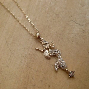 Gold Mermaid Necklace - Rhinestone Mermaid Necklace