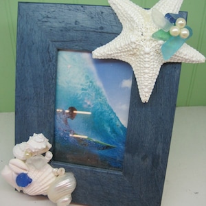 Beach Decor Seashell Frame Shell Frame Starfish Frame Coastal Home Decor Seashells image 1