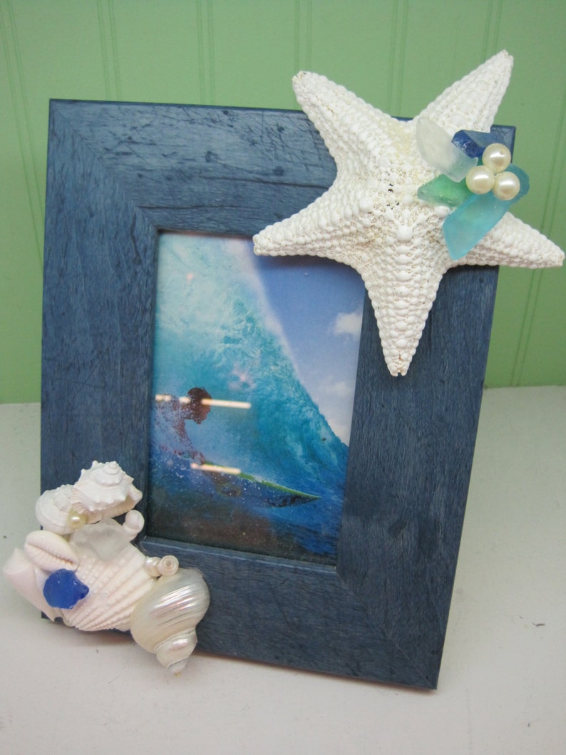 Beach Decor Seashell Frame Shell Frame Starfish Frame Coastal Home Decor Seashells image 1