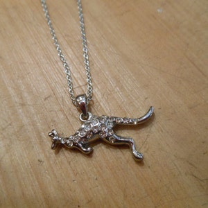 Kangaroo Necklace - Silver Rhinestone Kangaroo Necklace