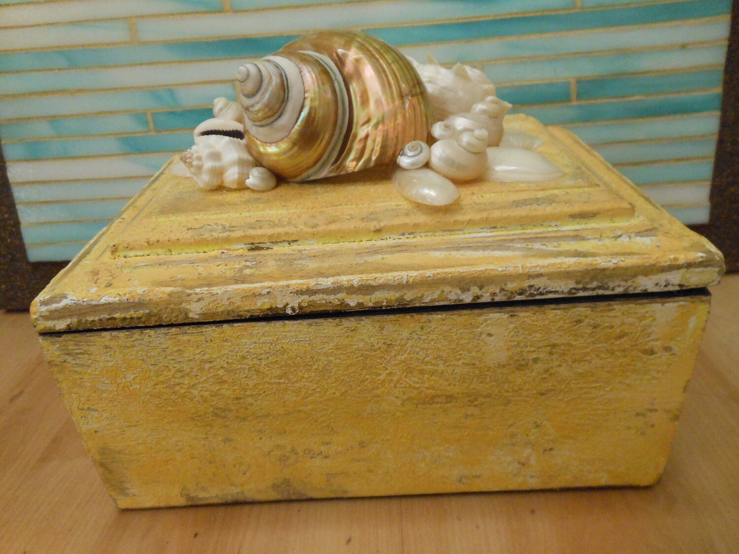 Beach Decor Seashell Jewelry Box Shell Box Wooden Box Etsy