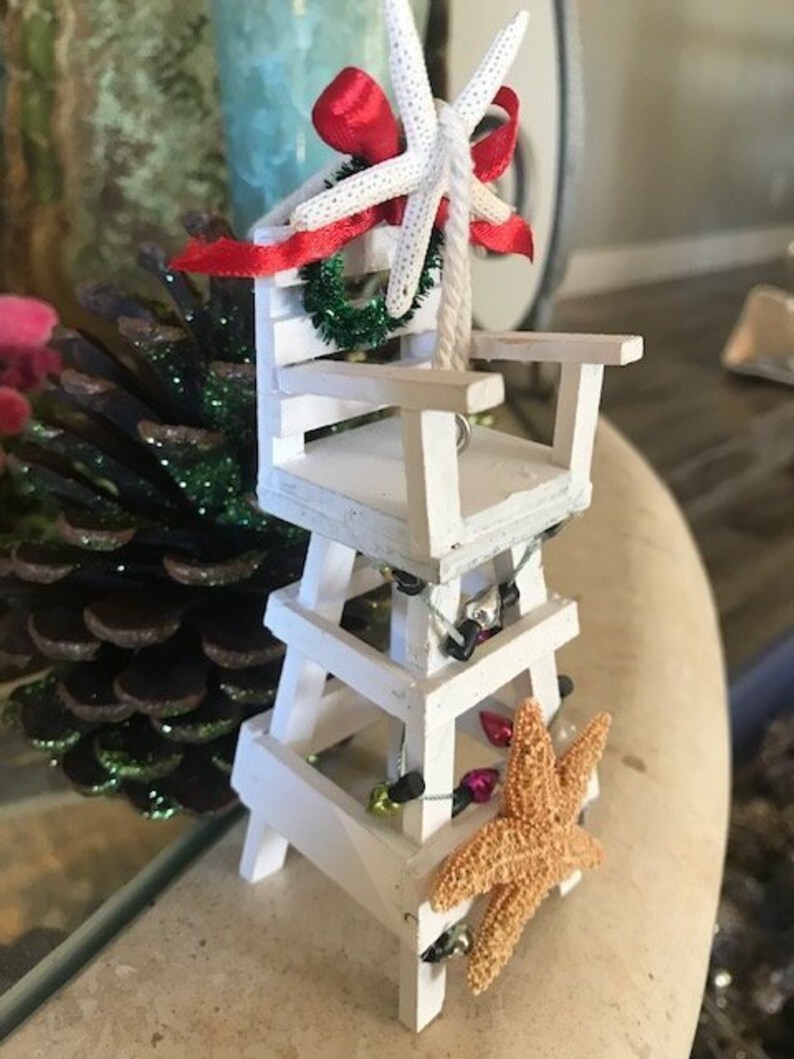 Beach Decor Starfish Lifeguard Chair Ornament Christmas Etsy