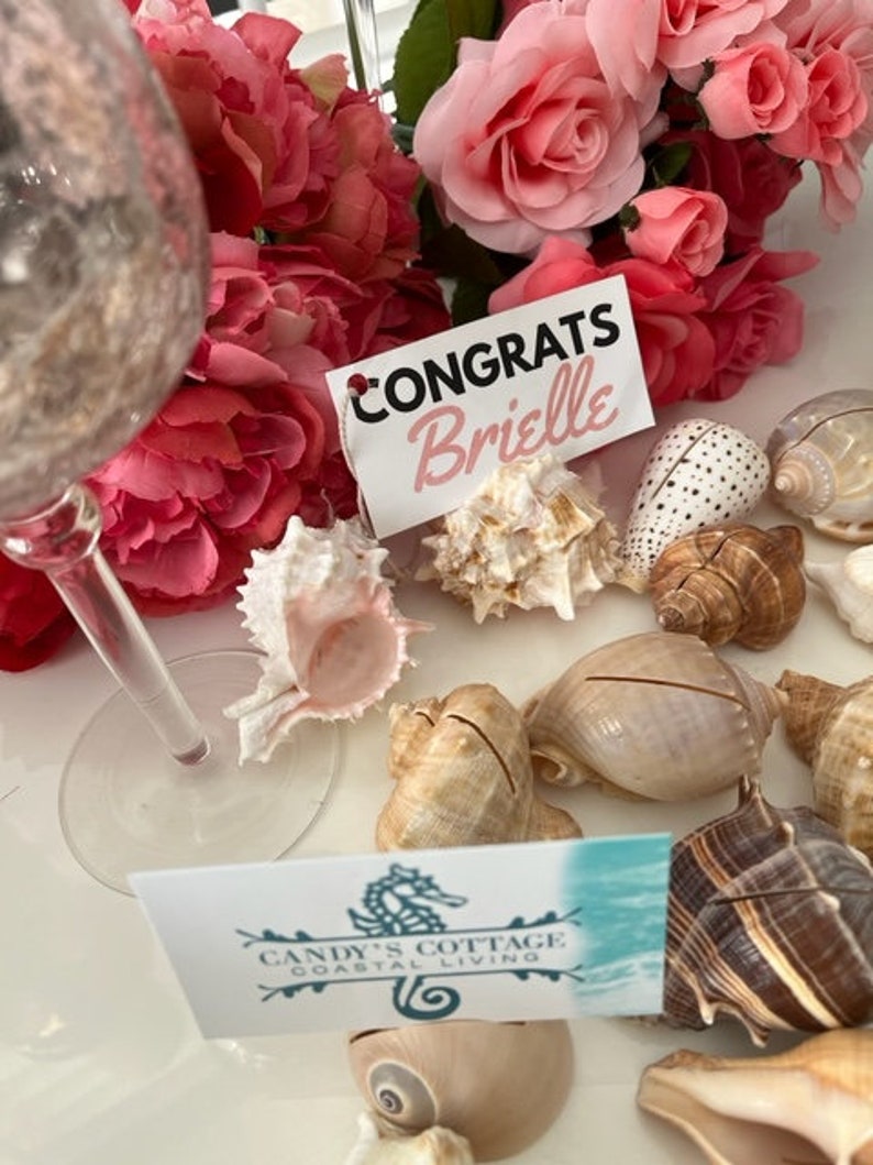 Seashell Place Card Holders 10/20/50/100 Beach Weddings Bridal Showers Parties Baby Showers Engagement Dinner Party Cards image 2