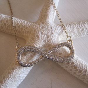 Large Gold Rhinestone Infinity Necklace - Infinity - Rhinestone Infinity Necklace