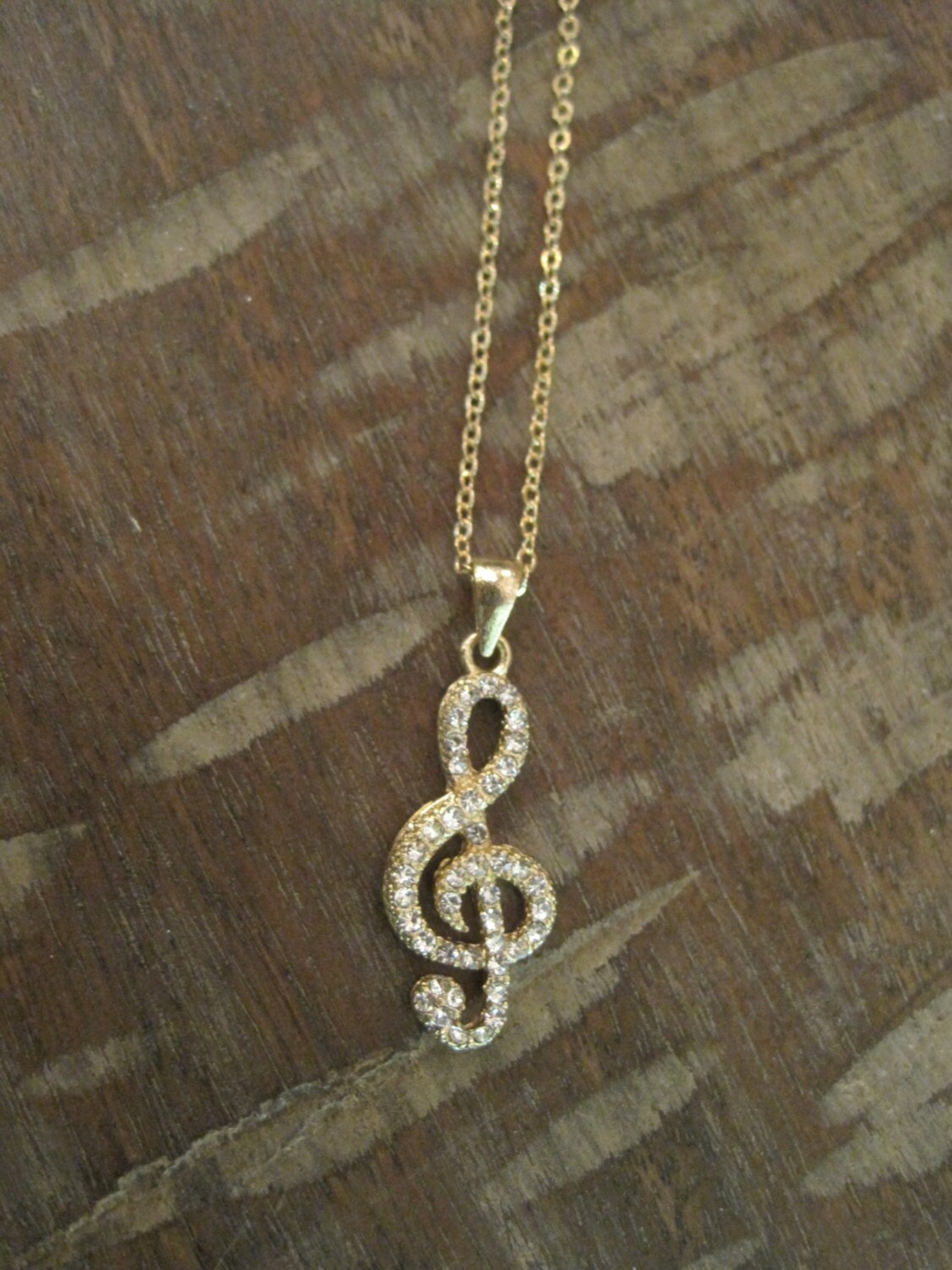 Gold Music Note Necklace Rhinestone Music Note Necklace Etsy