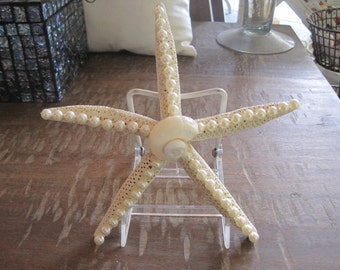 Beach Decor Starfish - Embellished Starfish with Pearls and Shells - Decorated Starfish