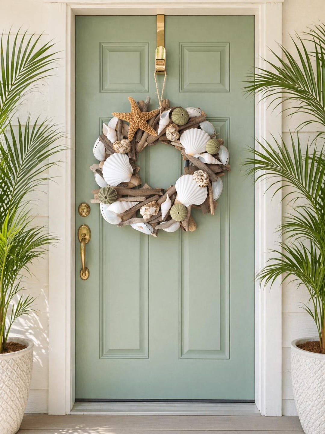Seashell & Starfish Driftwood Wreath - Coastal Wreath - Seashell