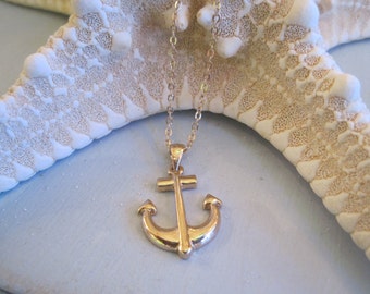 Classic Gold Anchor Necklace - Shiny Gold Anchor Necklace