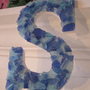 Beach Decor Seaglass letters SEA Seashells Coastal Home Decor Seaglass Wooden Letters Beach image 3