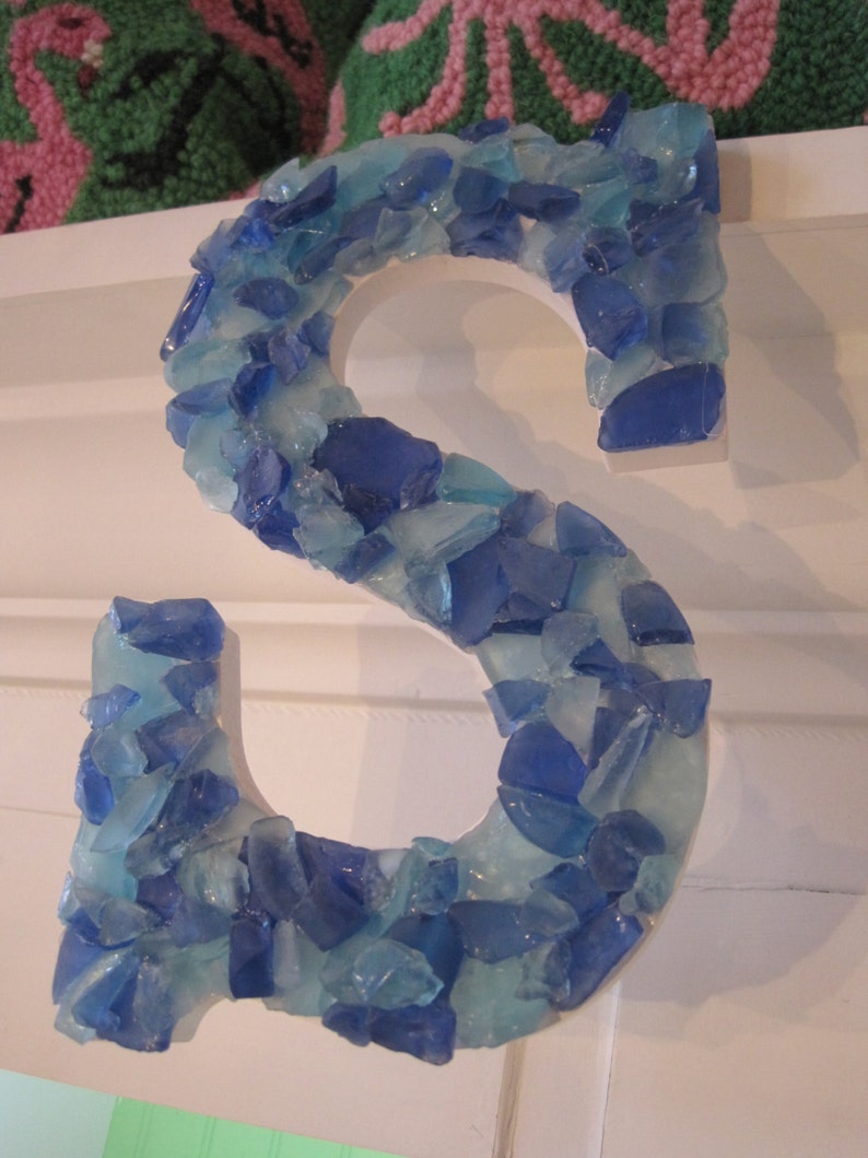 Beach Decor Seaglass letters SEA Seashells Coastal Home Decor Seaglass Wooden Letters Beach image 3