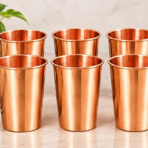 6-delat kopparglasset, 200 ml kopparmuggar, dryckesmuggar i ren koppar, ayurvediska vattenglas, traditionellt indiskt dricksglas