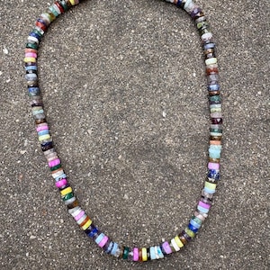 mixed gemstone beaded necklace; beaded gemstone necklace