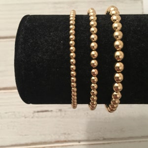14k gold filled beaded bracelets; stretch gold bracelets; women&#39;s beaded bracelets